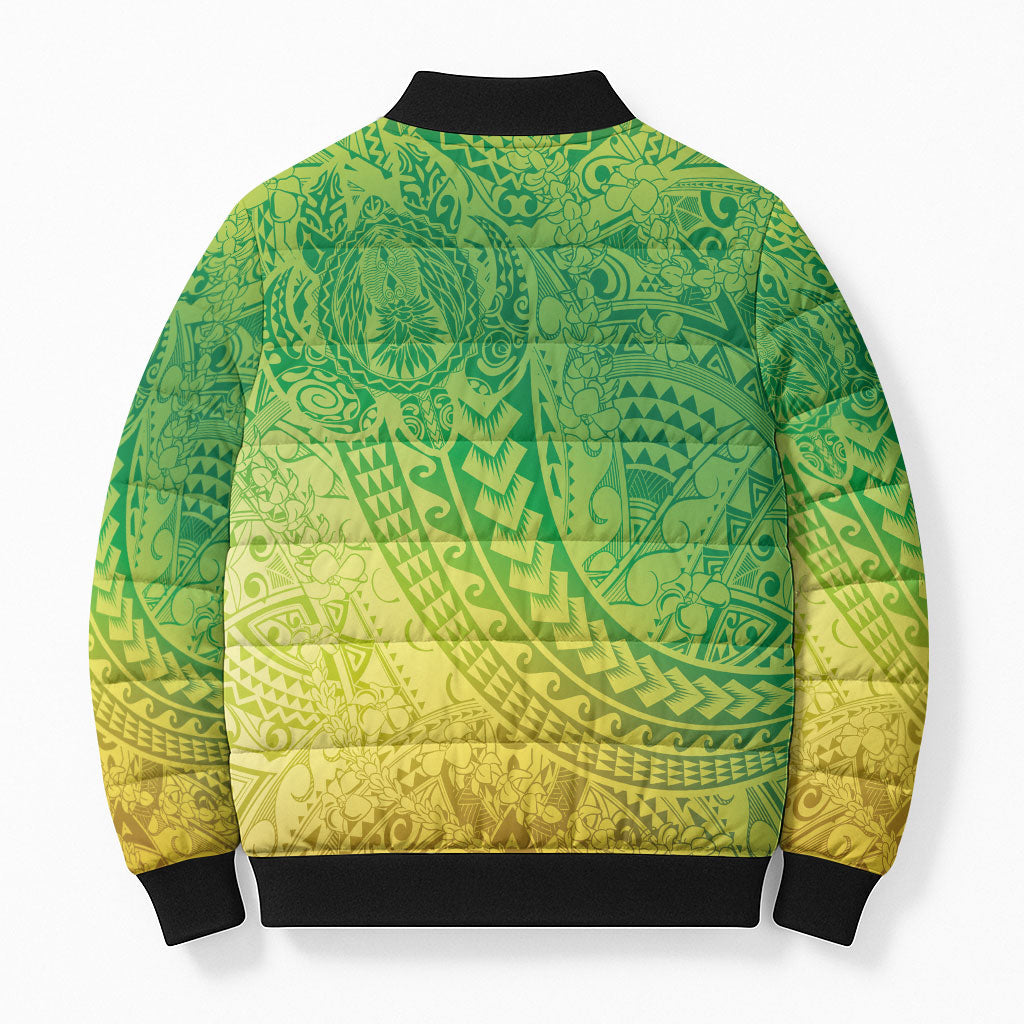 Hawaiian Turtles and Leis Bomber Puffer Jacket Tribal Kakau Pattern Fresh Summer Vibe LT03 - Polynesian Pride