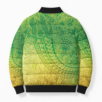 Hawaiian Turtles and Leis Bomber Puffer Jacket Tribal Kakau Pattern Fresh Summer Vibe LT03 - Polynesian Pride