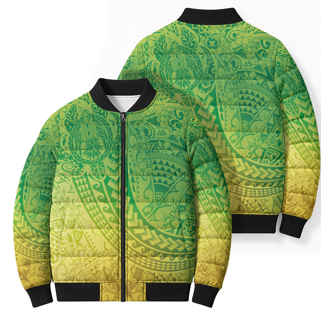 Hawaiian Turtles and Leis Bomber Puffer Jacket Tribal Kakau Pattern Fresh Summer Vibe LT03 - Polynesian Pride