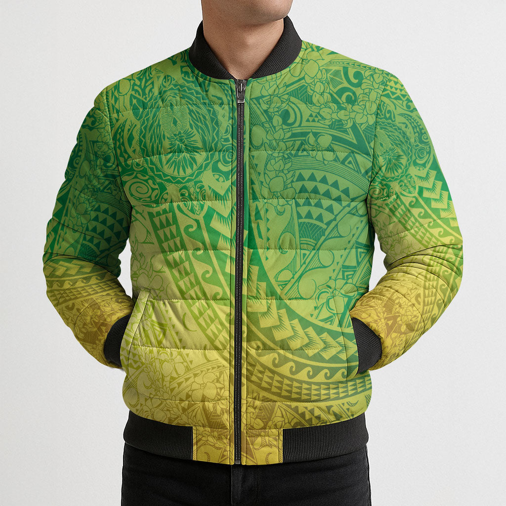 Hawaiian Turtles and Leis Bomber Puffer Jacket Tribal Kakau Pattern Fresh Summer Vibe LT03 - Polynesian Pride