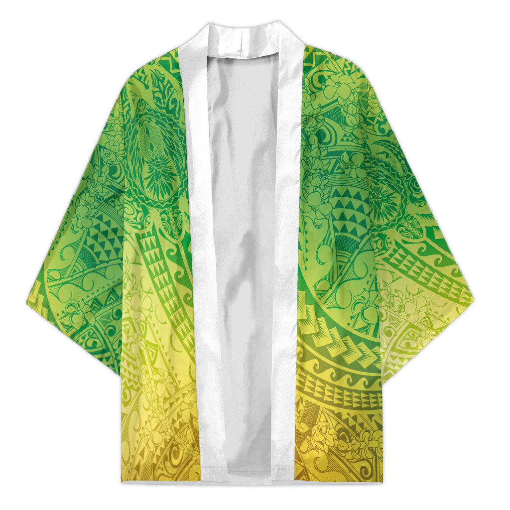 Hawaiian Turtles and Leis Kimono Tribal Kakau Pattern Fresh Summer Vibe LT03 Unisex Green - Polynesian Pride