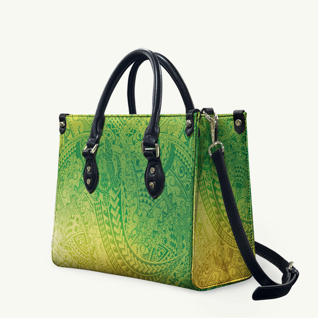 Hawaiian Turtles and Leis Leather Bag Tribal Kakau Pattern Fresh Summer Vibe LT03 Green - Polynesian Pride