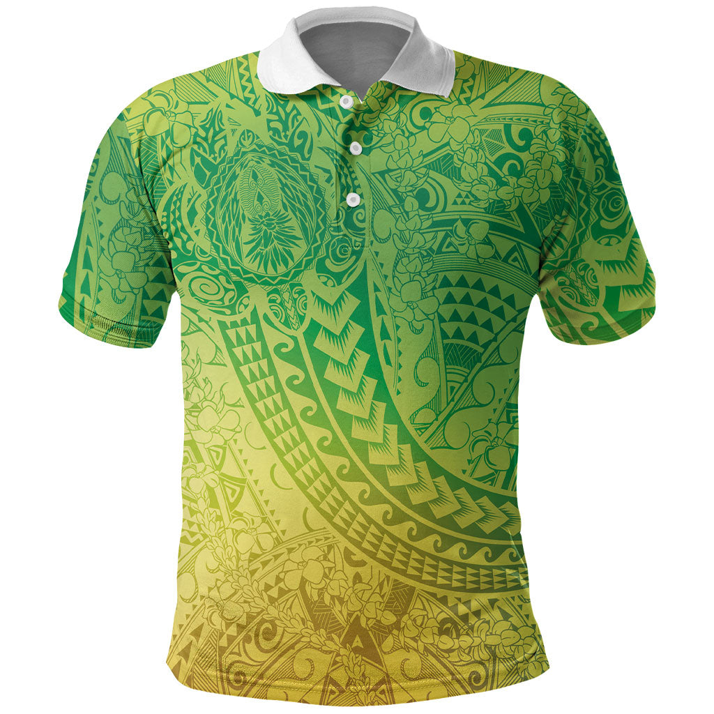 Hawaiian Turtles and Leis Polo Shirt Tribal Kakau Pattern Fresh Summer Vibe LT03 Green - Polynesian Pride