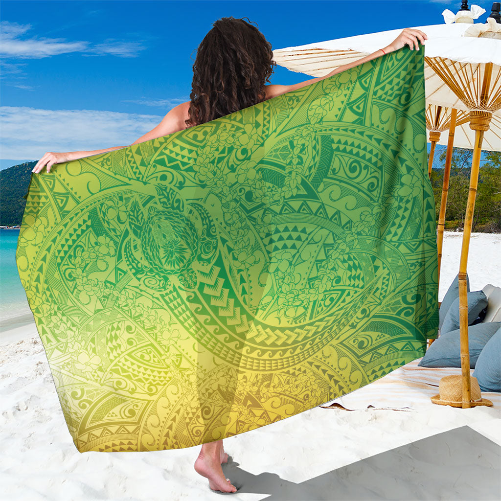 Hawaiian Turtles and Leis Sarong Tribal Kakau Pattern Fresh Summer Vibe LT03 One Size 44 x 66 inches Green - Polynesian Pride