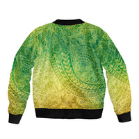 Hawaiian Turtles and Leis Sleeve Zip Bomber Jacket Tribal Kakau Pattern Fresh Summer Vibe LT03 - Polynesian Pride