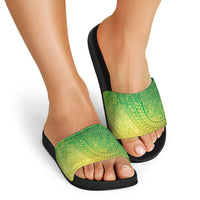 Hawaiian Turtles and Leis Slide Sandals Tribal Kakau Pattern Fresh Summer Vibe LT03 - Polynesian Pride