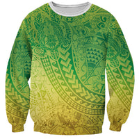 Hawaiian Turtles and Leis Sweatshirt Tribal Kakau Pattern Fresh Summer Vibe LT03 Unisex Green - Polynesian Pride
