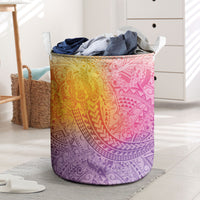 Hawaiian Turtles and Leis Laundry Basket Tribal Kakau Pattern Magical Rainbow Sky LT03 Multicolor - Polynesian Pride