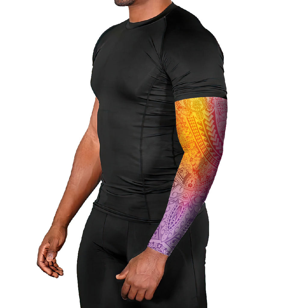 Hawaiian Turtles and Leis Arm Sleeves Tribal Kakau Pattern Magical Rainbow Sky LT03 - Polynesian Pride