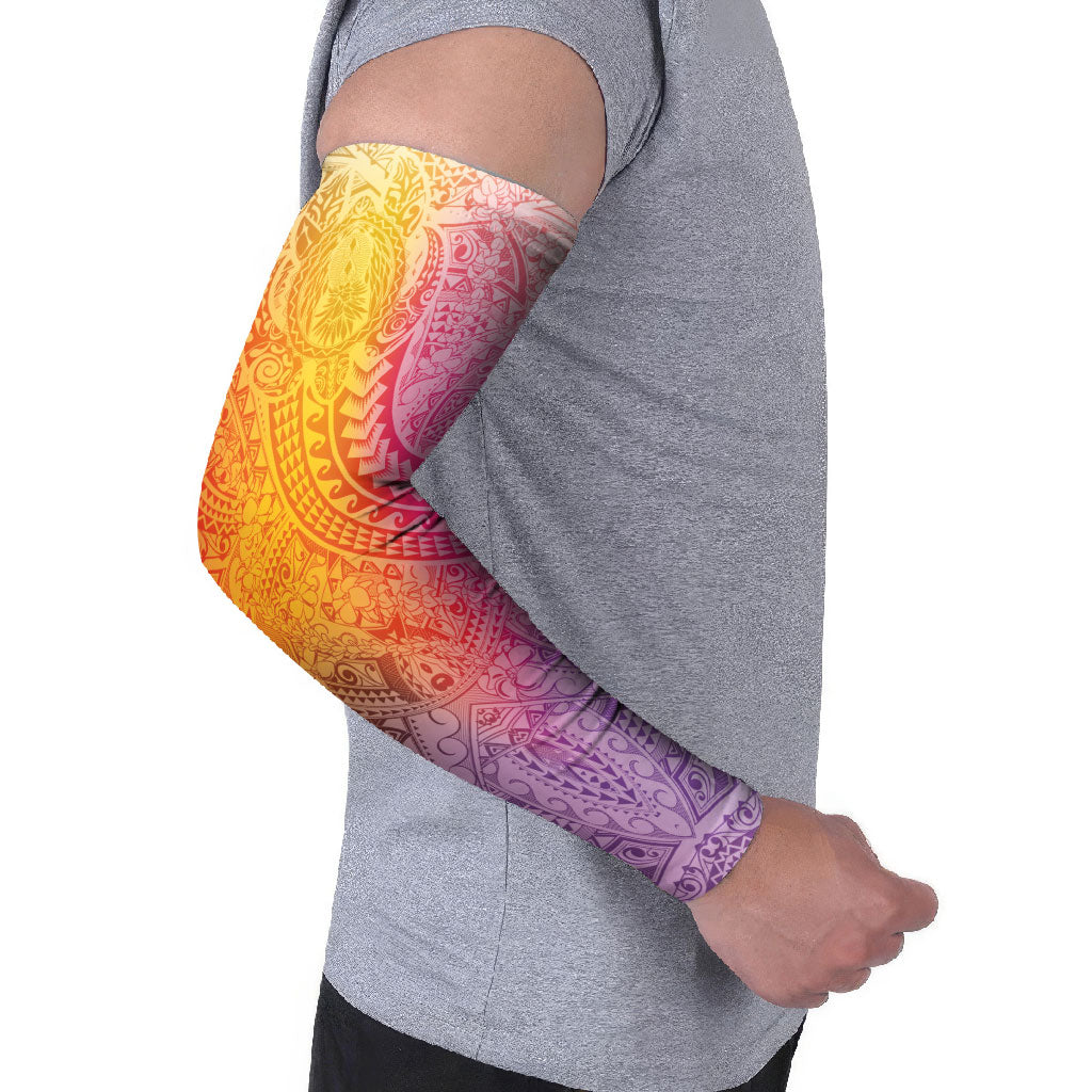 Hawaiian Turtles and Leis Arm Sleeves Tribal Kakau Pattern Magical Rainbow Sky LT03 - Polynesian Pride