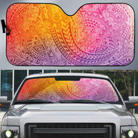 Hawaiian Turtles and Leis Auto Sun Shade Tribal Kakau Pattern Magical Rainbow Sky LT03 Multicolor - Polynesian Pride