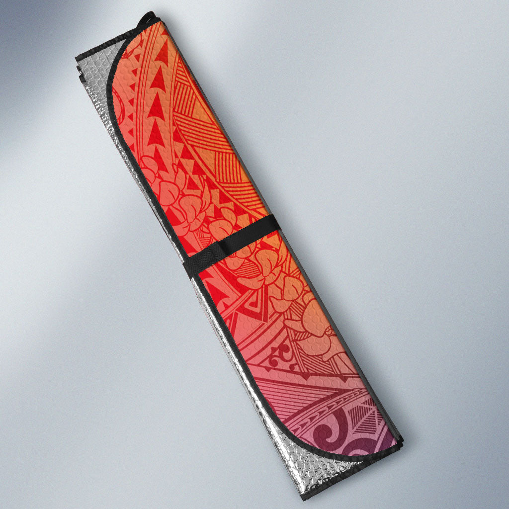Hawaiian Turtles and Leis Auto Sun Shade Tribal Kakau Pattern Magical Rainbow Sky LT03 - Polynesian Pride