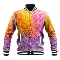 Hawaiian Turtles and Leis Baseball Jacket Tribal Kakau Pattern Magical Rainbow Sky LT03 Unisex Multicolor - Polynesian Pride