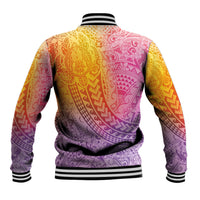 Hawaiian Turtles and Leis Baseball Jacket Tribal Kakau Pattern Magical Rainbow Sky LT03 - Polynesian Pride