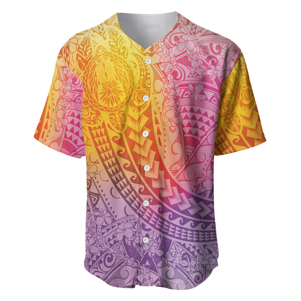 Hawaiian Turtles and Leis Baseball Jersey Tribal Kakau Pattern Magical Rainbow Sky LT03 Multicolor - Polynesian Pride