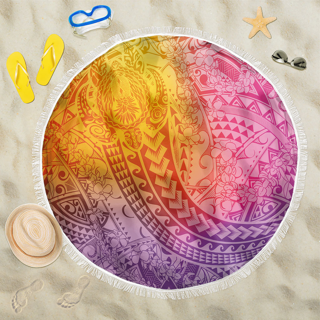 Hawaiian Turtles and Leis Beach Blanket Tribal Kakau Pattern Magical Rainbow Sky LT03 One Size 150cm Multicolor - Polynesian Pride