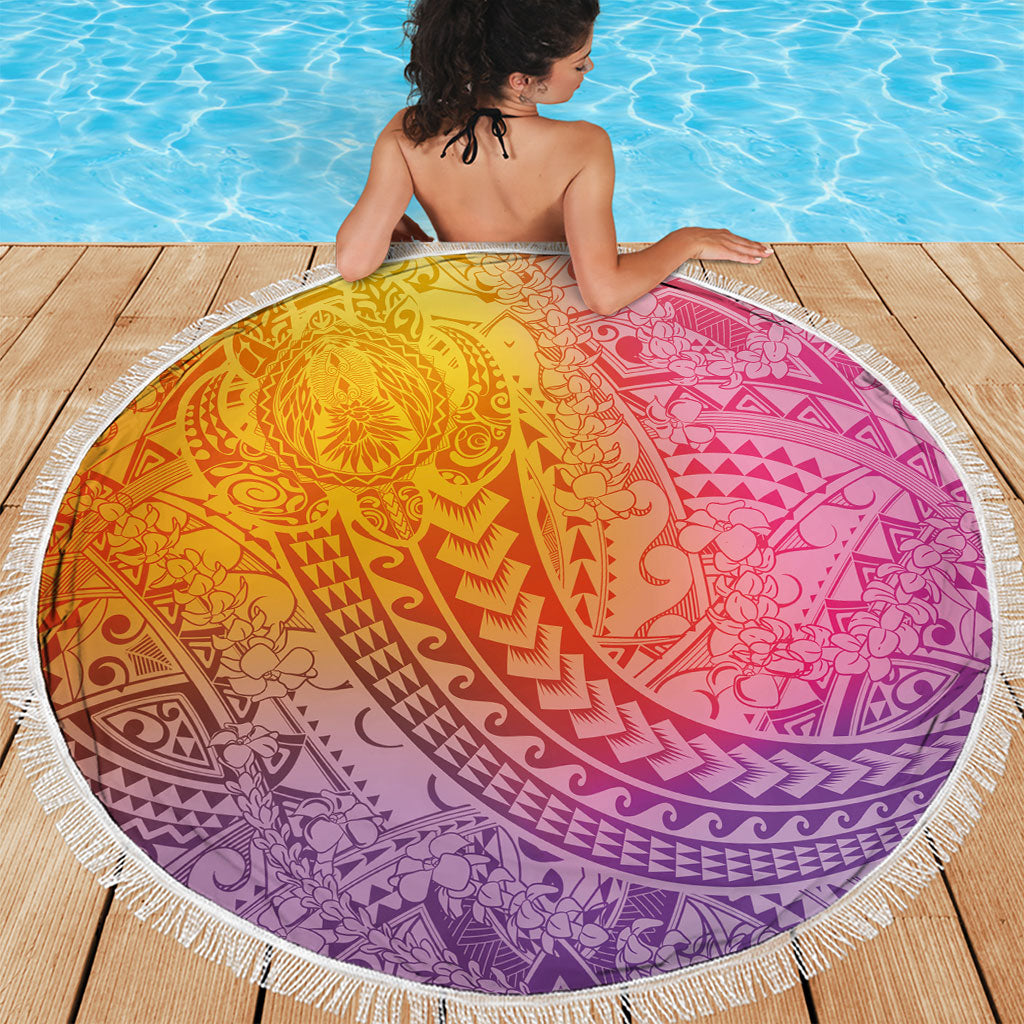 Hawaiian Turtles and Leis Beach Blanket Tribal Kakau Pattern Magical Rainbow Sky LT03 - Polynesian Pride