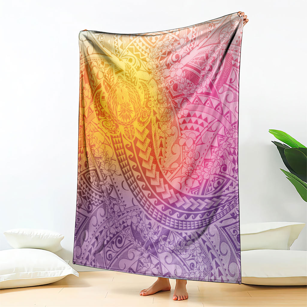 Hawaiian Turtles and Leis Blanket Tribal Kakau Pattern Magical Rainbow Sky LT03 - Polynesian Pride