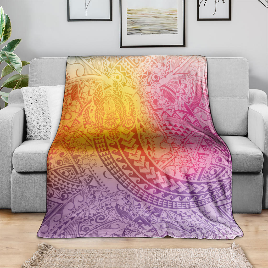 Hawaiian Turtles and Leis Blanket Tribal Kakau Pattern Magical Rainbow Sky LT03 - Polynesian Pride