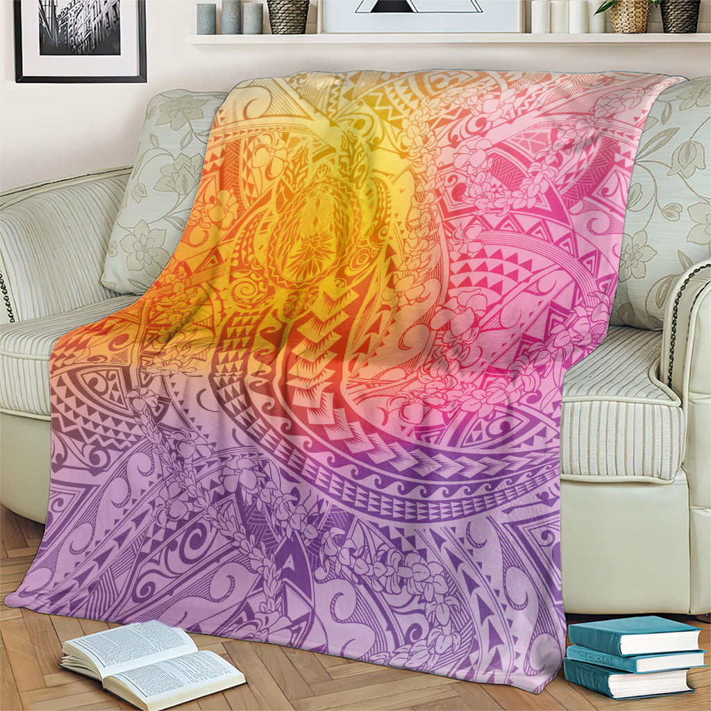 Hawaiian Turtles and Leis Blanket Tribal Kakau Pattern Magical Rainbow Sky LT03 - Polynesian Pride
