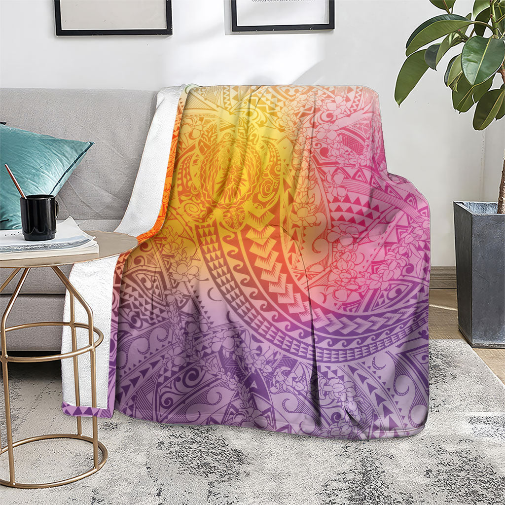 Hawaiian Turtles and Leis Blanket Tribal Kakau Pattern Magical Rainbow Sky LT03 - Polynesian Pride