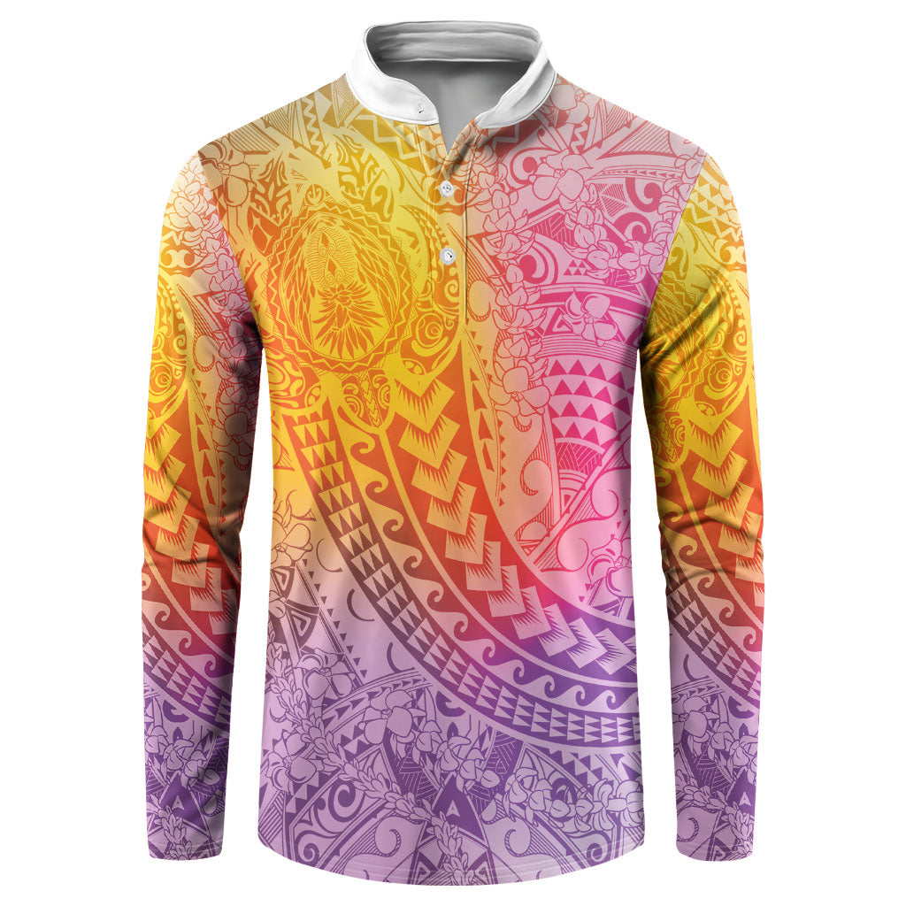 Hawaiian Turtles and Leis Button Sweatshirt Tribal Kakau Pattern Magical Rainbow Sky LT03 Multicolor - Polynesian Pride