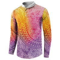 Hawaiian Turtles and Leis Button Sweatshirt Tribal Kakau Pattern Magical Rainbow Sky LT03 - Polynesian Pride