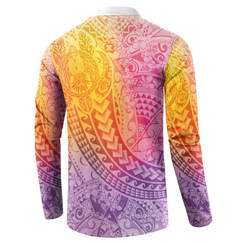Hawaiian Turtles and Leis Button Sweatshirt Tribal Kakau Pattern Magical Rainbow Sky LT03 - Polynesian Pride