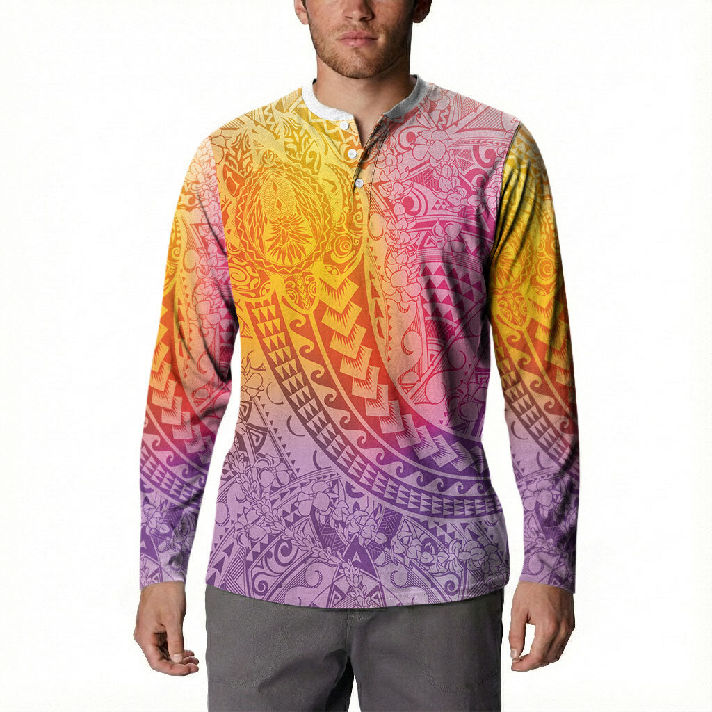 Hawaiian Turtles and Leis Button Sweatshirt Tribal Kakau Pattern Magical Rainbow Sky LT03 - Polynesian Pride