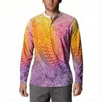 Hawaiian Turtles and Leis Button Sweatshirt Tribal Kakau Pattern Magical Rainbow Sky LT03 - Polynesian Pride