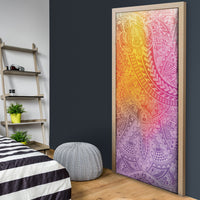 Hawaiian Turtles and Leis Door Cover Tribal Kakau Pattern Magical Rainbow Sky LT03 - Polynesian Pride