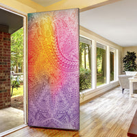 Hawaiian Turtles and Leis Door Cover Tribal Kakau Pattern Magical Rainbow Sky LT03 - Polynesian Pride
