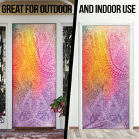 Hawaiian Turtles and Leis Door Cover Tribal Kakau Pattern Magical Rainbow Sky LT03 - Polynesian Pride