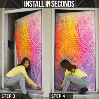 Hawaiian Turtles and Leis Door Cover Tribal Kakau Pattern Magical Rainbow Sky LT03 - Polynesian Pride