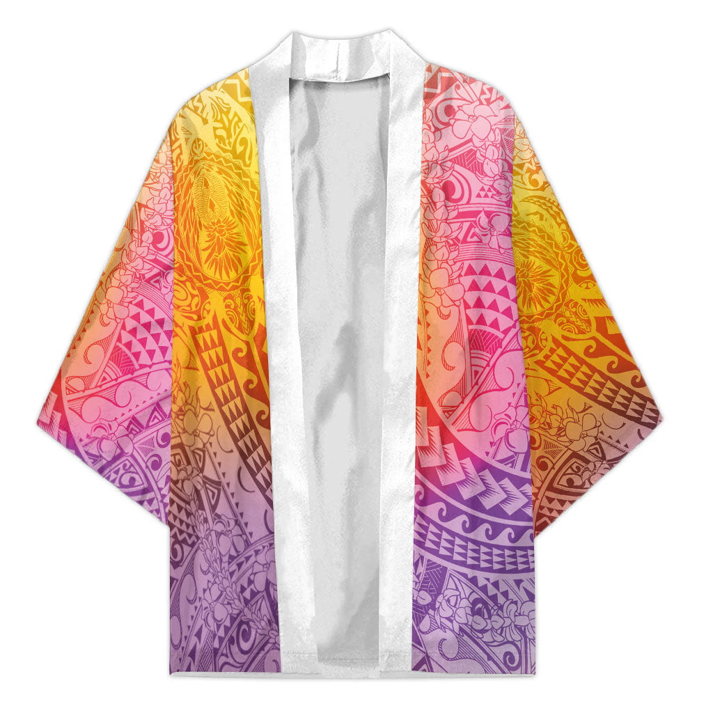 Hawaiian Turtles and Leis Kimono Tribal Kakau Pattern Magical Rainbow Sky LT03 Unisex Multicolor - Polynesian Pride