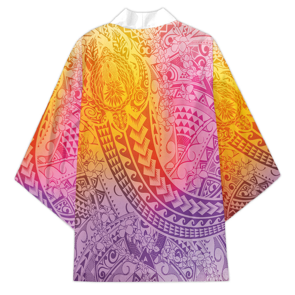 Hawaiian Turtles and Leis Kimono Tribal Kakau Pattern Magical Rainbow Sky LT03 - Polynesian Pride