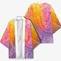 Hawaiian Turtles and Leis Kimono Tribal Kakau Pattern Magical Rainbow Sky LT03 - Polynesian Pride