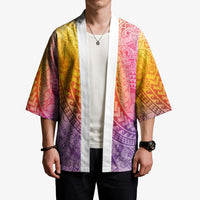 Hawaiian Turtles and Leis Kimono Tribal Kakau Pattern Magical Rainbow Sky LT03 - Polynesian Pride