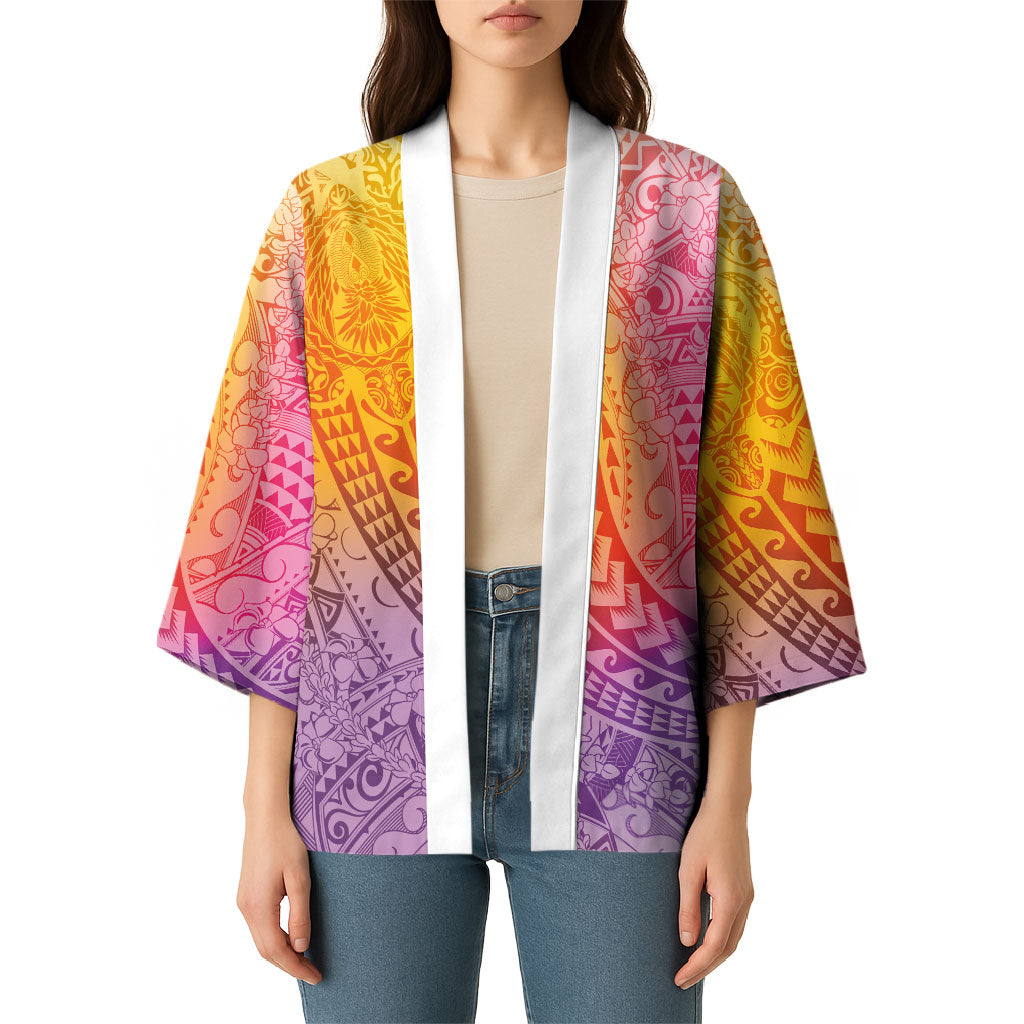 Hawaiian Turtles and Leis Kimono Tribal Kakau Pattern Magical Rainbow Sky LT03 - Polynesian Pride