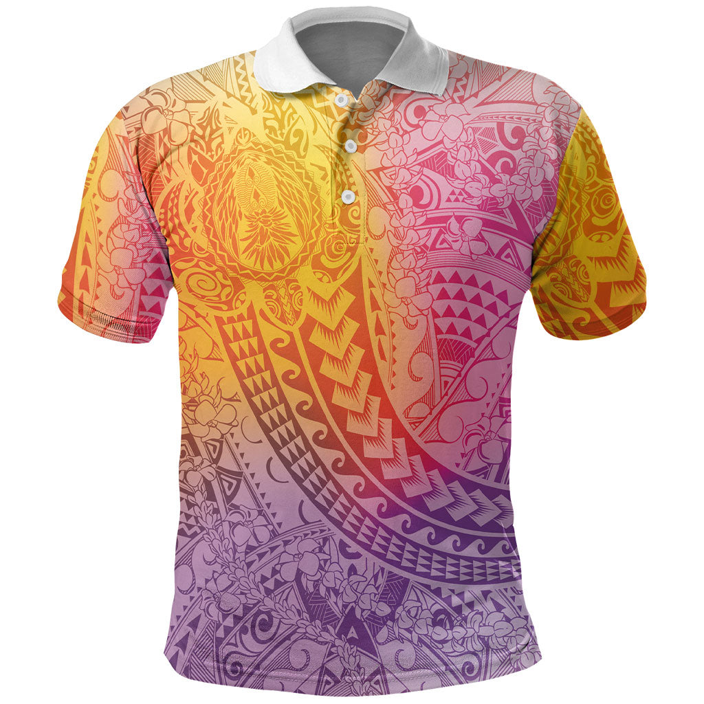 Hawaiian Turtles and Leis Polo Shirt Tribal Kakau Pattern Magical Rainbow Sky LT03 Multicolor - Polynesian Pride