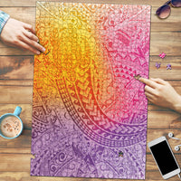 Hawaiian Turtles and Leis Puzzle Tribal Kakau Pattern Magical Rainbow Sky LT03 Multicolor - Polynesian Pride