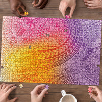 Hawaiian Turtles and Leis Puzzle Tribal Kakau Pattern Magical Rainbow Sky LT03 - Polynesian Pride
