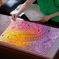 Hawaiian Turtles and Leis Puzzle Tribal Kakau Pattern Magical Rainbow Sky LT03 - Polynesian Pride