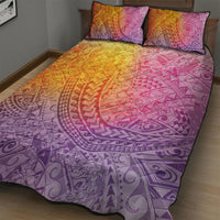 Hawaiian Turtles and Leis Quilt Bed Set Tribal Kakau Pattern Magical Rainbow Sky LT03 - Polynesian Pride