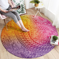 Hawaiian Turtles and Leis Round Carpet Tribal Kakau Pattern Magical Rainbow Sky LT03 - Polynesian Pride