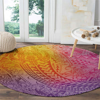 Hawaiian Turtles and Leis Round Carpet Tribal Kakau Pattern Magical Rainbow Sky LT03 - Polynesian Pride