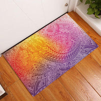 Hawaiian Turtles and Leis Rubber Doormat Tribal Kakau Pattern Magical Rainbow Sky LT03 - Polynesian Pride