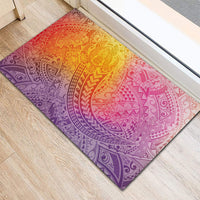 Hawaiian Turtles and Leis Rubber Doormat Tribal Kakau Pattern Magical Rainbow Sky LT03 - Polynesian Pride