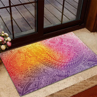 Hawaiian Turtles and Leis Rubber Doormat Tribal Kakau Pattern Magical Rainbow Sky LT03 - Polynesian Pride