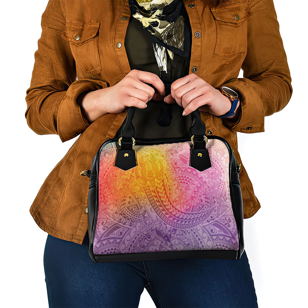 Hawaiian Turtles and Leis Shoulder Handbag Tribal Kakau Pattern Magical Rainbow Sky LT03 - Polynesian Pride